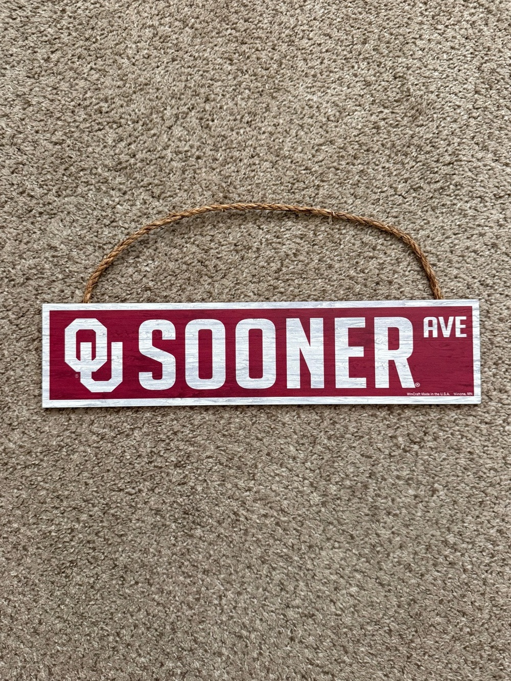 University of Oklahoma SOONER AVE Hanging Wall Sign
